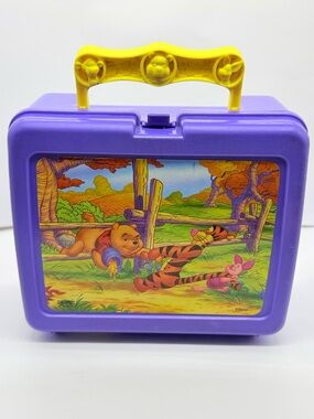 Vintage Thermos Disney Winnie the Pooh Lunch Box Purple Tigger Piglet 90s